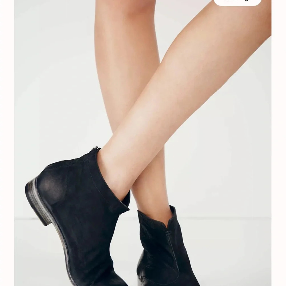 Peter Nappi Anthropologie black suede Carina ankle booties back zipper Sz 39